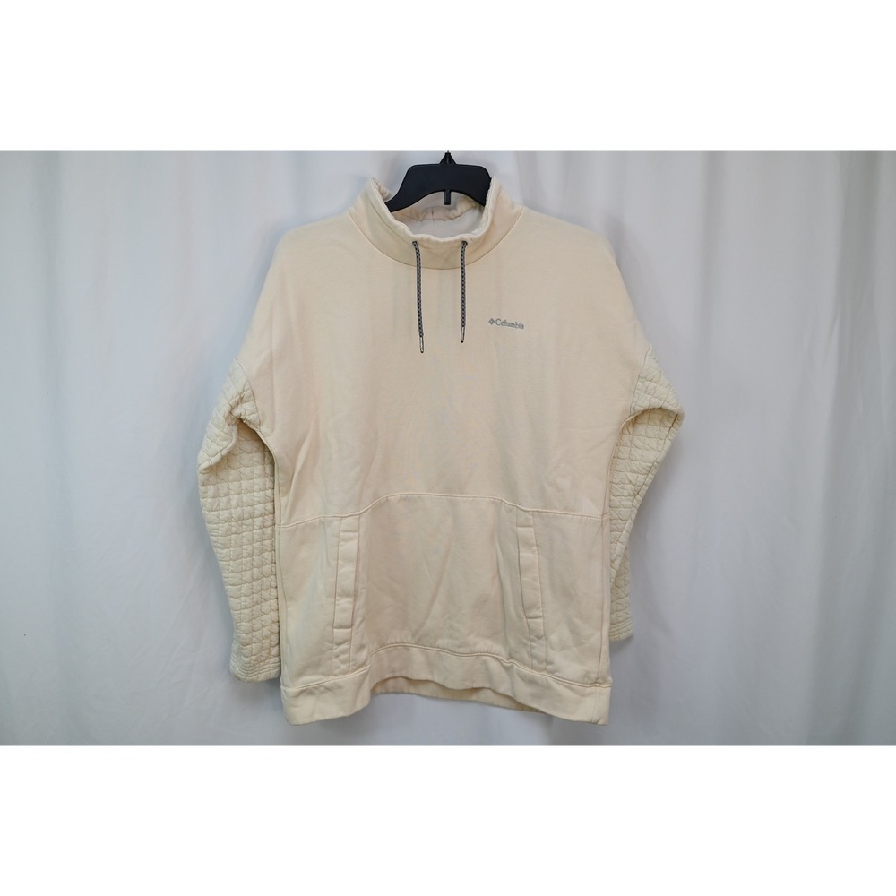 Columbia Mens Cream Quilted Sleeve Mock Neck Sweatshirt AL3788 Large